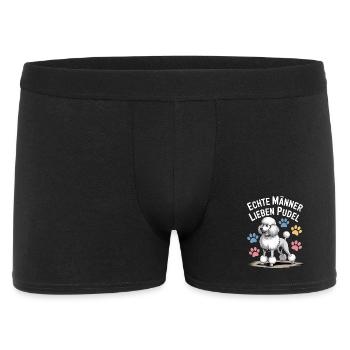  Echte Männer Lieben Pudel Lustiger Hund Spruch - Männer Boxer Shorts - Schwarz - Vorne