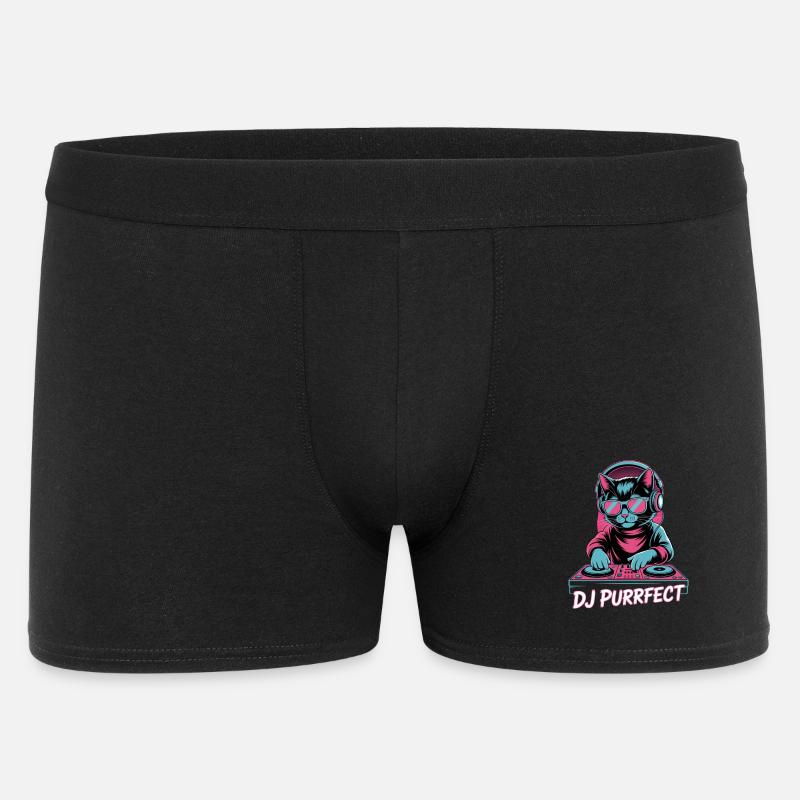 DJ Purrfect Katze DJ Kopfhörer Turntable - Männer Boxer Shorts - Schwarz