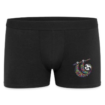 Fleckiges Regenbogen-gepunktetes Faultier-Mosaik - Männer Boxer Shorts - Schwarz - Vorne