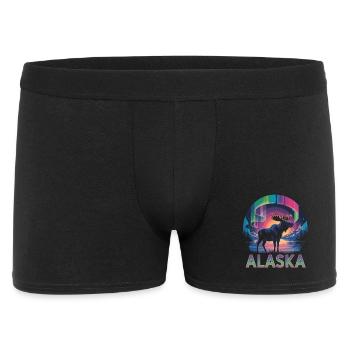T-shirt de l’Alaska – Orignal et aurores boréales - Boxer Homme - noir - Devant