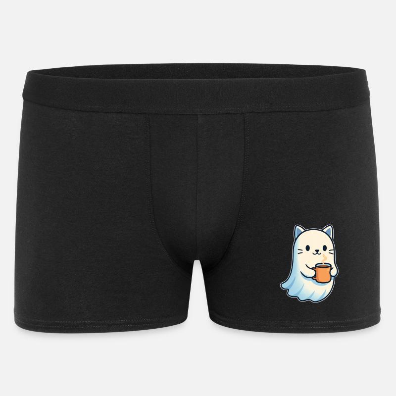 Kaffeegeist Katze mit Becher - Männer Boxer Shorts - Schwarz