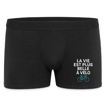 La Vie Est Plus Belle à Vélo Cyclisme Humour - Boxer Homme - noir - Devant