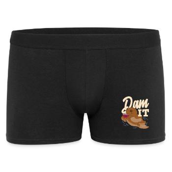 Seeotter Cartoon Dam It - Männer Boxer Shorts - Schwarz - Vorne