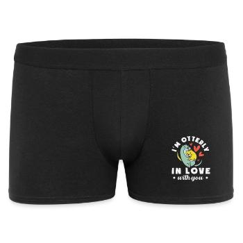 Sea Otter Cartoon In Love - Men's Boxer Shorts - black - Front