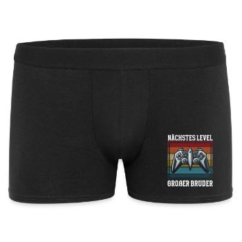 Nächstes Level Großer Bruder Ankündigung Zocken - Männer Boxer Shorts - Schwarz - Vorne