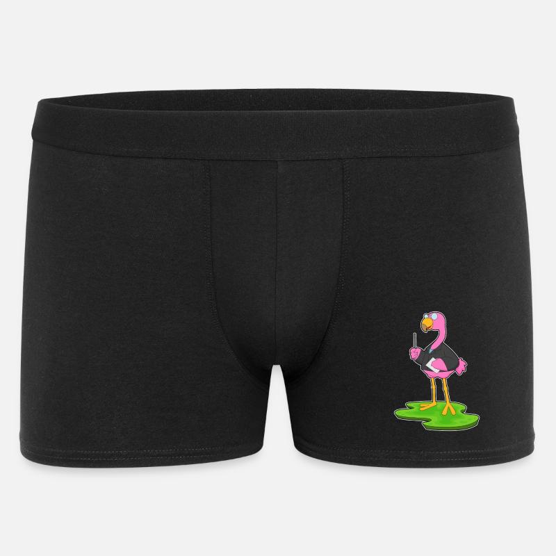 Flamingo Lehrer Zeigestab Schule - Männer Boxer Shorts - Schwarz
