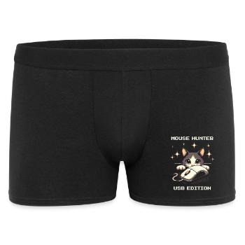 Mausjäger USB-Edition | Katzen Gaming Humor - Männer Boxer Shorts - Schwarz - Vorne