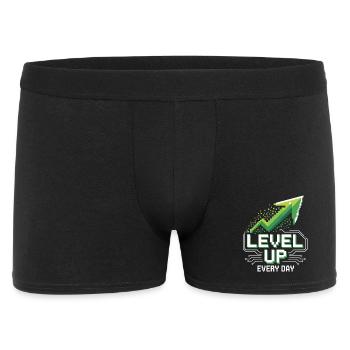 Level Up Every Day – Gamer Motivation Shirt - Männer Boxer Shorts - Schwarz - Vorne