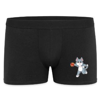 Katze Handballer Handball - Männer Boxer Shorts - Schwarz - Vorne