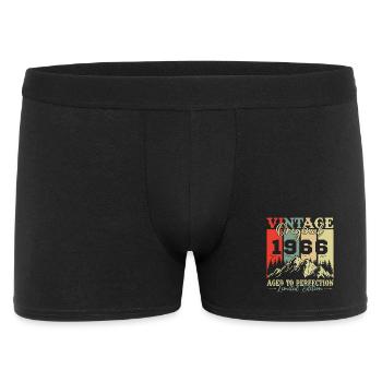 60 Jahre 1966 Vintage Retro Geburtstagsgeschenk - Männer Boxer Shorts - Schwarz - Vorne
