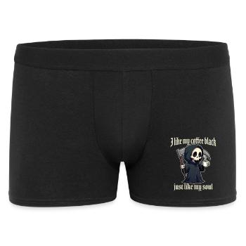 Ich mag meinen Kaffee schwarz, genau wie meine Seele - Männer Boxer Shorts - Schwarz - Vorne