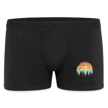 Retro Outdoor Wilderness Bärenbäume - Männer Boxer Shorts - Schwarz - Vorne