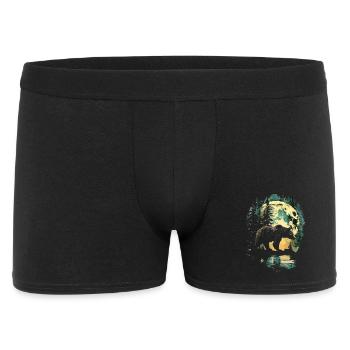 Retro Outdoor Wilderness Bärenbäume - Männer Boxer Shorts - Schwarz - Vorne