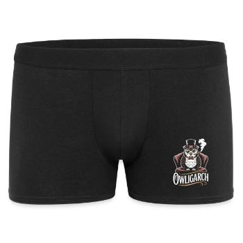 Hibou avec chapeau haut de forme et monocle - Boxer Homme - noir - Devant