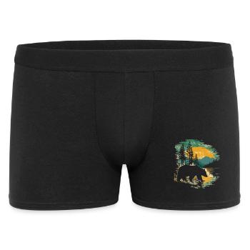 Retro Outdoor Wilderness Bärenbäume - Männer Boxer Shorts - Schwarz - Vorne