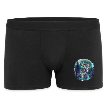 Retro Outdoor Wilderness Bärenbäume - Männer Boxer Shorts - Schwarz - Vorne