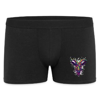 Bunter Ziegenkopf Graffiti - Männer Boxer Shorts - Schwarz - Vorne