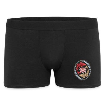 Koi Poisson Lotus Fleur Wave Art - Boxer Homme - noir - Devant