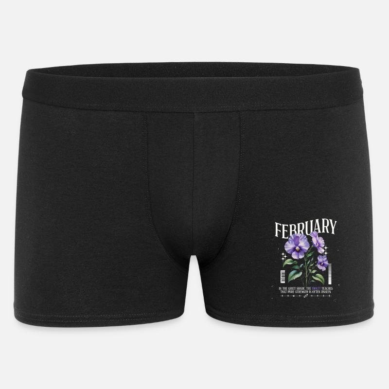 Février Violette Naissance Fleur - Boxer Homme - noir