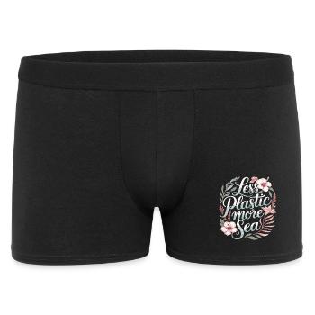 Less Plastic More Sea – Umwelt Design Blumen - Männer Boxer Shorts - Schwarz - Vorne