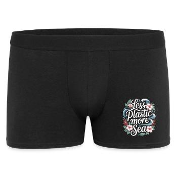 Less Plastic More Sea – Umwelt Design Blumen - Männer Boxer Shorts - Schwarz - Vorne