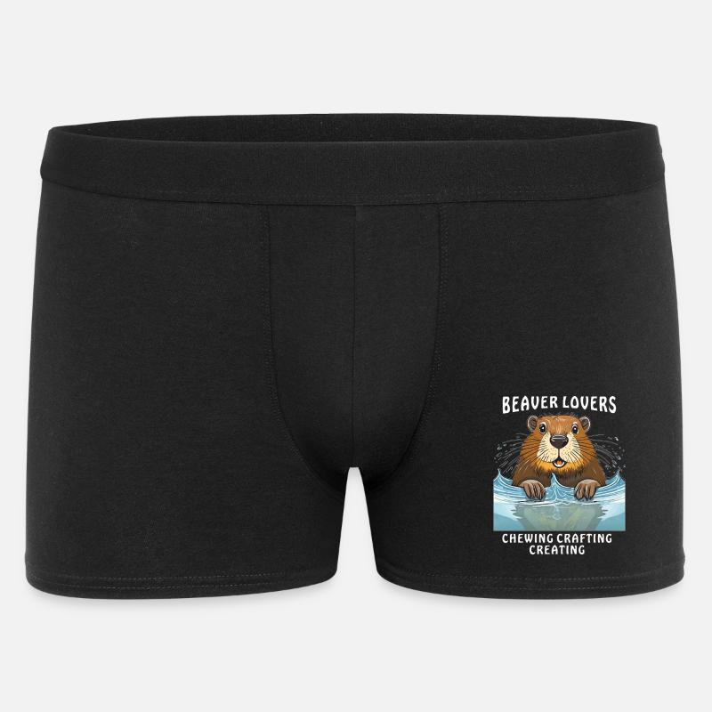 BEAVER LOVERS CHEWING CRAFTING CREATING - Männer Boxer Shorts - Schwarz