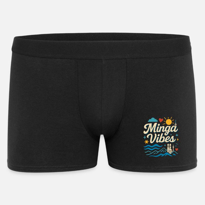 Minga Vibes München Skyline Design - Männer Boxer Shorts - Schwarz