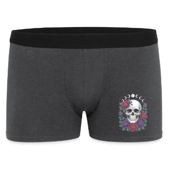 Gothic Skull with Moon Phases and Roses Design - Men's Boxer Shorts - charcoal grey - Front