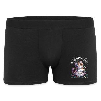 Meow-y Christmas Niedliche Weihnachtskatze - Männer Boxer Shorts - Schwarz - Vorne