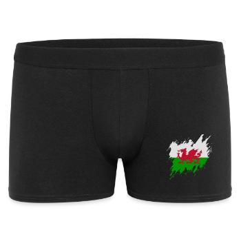 Flagge von Wales, Rissen-Stil - Männer Boxer Shorts - Schwarz - Vorne