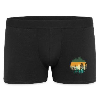 Retro Wald Natur Szene Outdoor Entdecker - Männer Boxer Shorts - Schwarz - Vorne