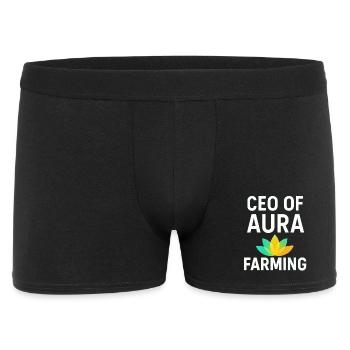 CEO VON AURA FARMING Lustiger Spruch - Männer Boxer Shorts - Schwarz - Vorne