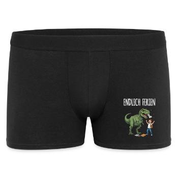 Endlich Ferien Dino Spaß - Männer Boxer Shorts - Schwarz - Vorne