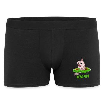 MANGER VEGAN Cochon triste dans l’assiette - Boxer Homme - noir - Devant
