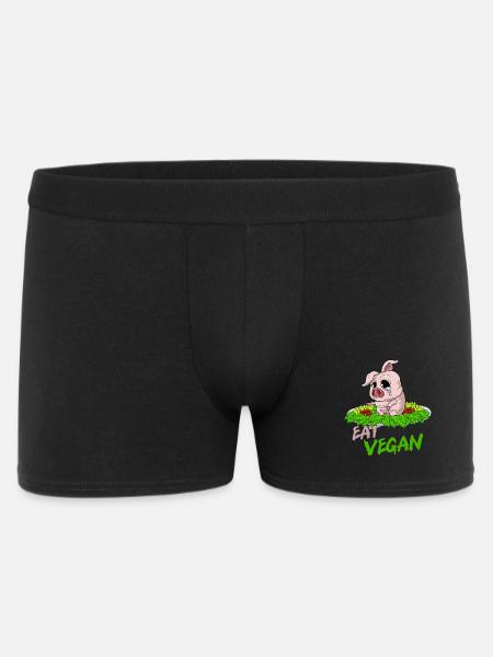 EAT VEGAN Sad pig on the plate - Men's Boxer Shorts - black