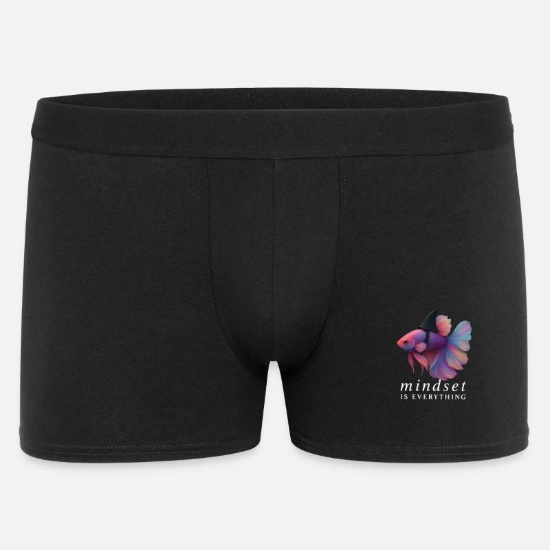 Mindset Fighting Fish Helm, Motivationsspruch - Männer Boxer Shorts - Schwarz