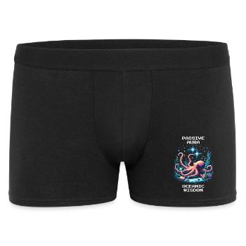 Ozeanische Weisheit | Passive Aura Oktopus Spruch - Männer Boxer Shorts - Schwarz - Vorne