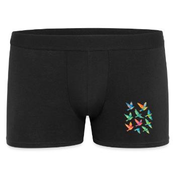 Troupeau coloré d’oiseaux à l’aquarelle - Boxer Homme - noir - Devant