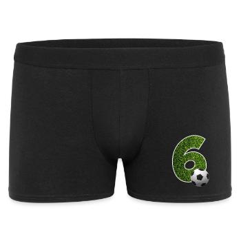 NR. 6 NUMMER 6 FUßBALL 6. GEBURTSTAG - Männer Boxer Shorts - Schwarz - Vorne