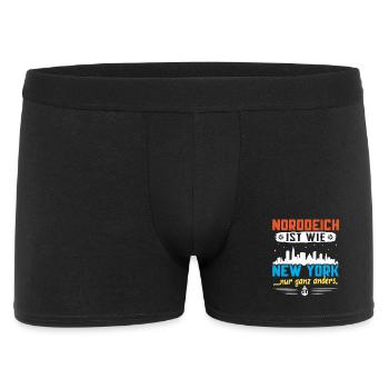 NORDDEICH IST WIE NEW YORK NUR GANZ ANDERS - Männer Boxer Shorts - Schwarz - Vorne