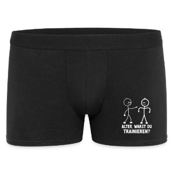 Strichmännchen WARST DU TRAINIEREN LUSTIG - Männer Boxer Shorts - Schwarz - Vorne