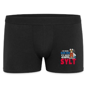 Nordsee Urlaub MUSS GAR NIX MUSS NUR NACH SYLT - Männer Boxer Shorts - Schwarz - Vorne