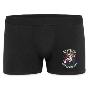 Weihnachten Spruch Humor Einhorn Lustig Rentier - Männer Boxer Shorts - Schwarz - Vorne