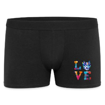 Siberian Husky Buntes Aquarell Liebe Design - Männer Boxer Shorts - Schwarz - Vorne