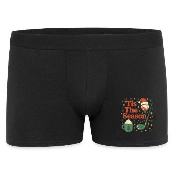 Festlicher Golf-Jubel: Es ist die Saison - Männer Boxer Shorts - Schwarz - Vorne