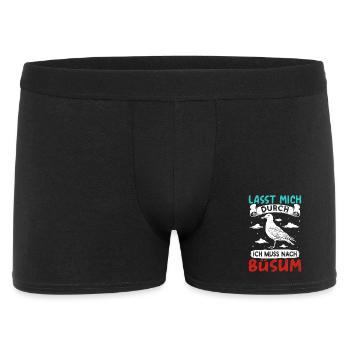 Nordsee Urlaub LASST MICH DURCH MUSS NACH BÜSUM - Männer Boxer Shorts - Schwarz - Vorne