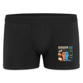 Generation 1995: Analog trifft Digital - Männer Boxer Shorts - Schwarz - Vorne