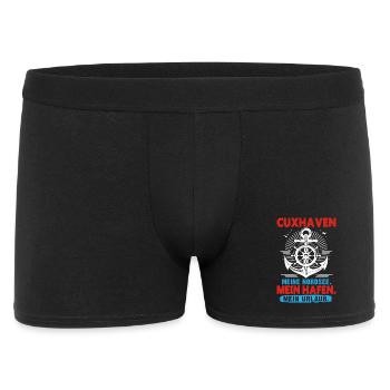 Nordsee CUXHAVEN MEINE NORDSEE MEIN HAFEN Cuxhaven - Männer Boxer Shorts - Schwarz - Vorne