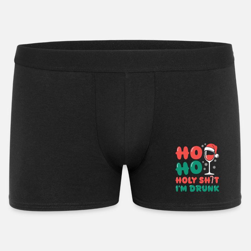 HoHo Holy Shi*t I’m Drunk - Männer Boxer Shorts - Schwarz