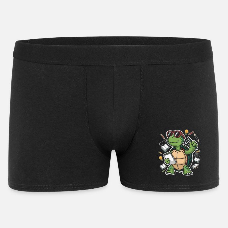 Lernende Schildkröte mit Stift - Männer Boxer Shorts - Schwarz
